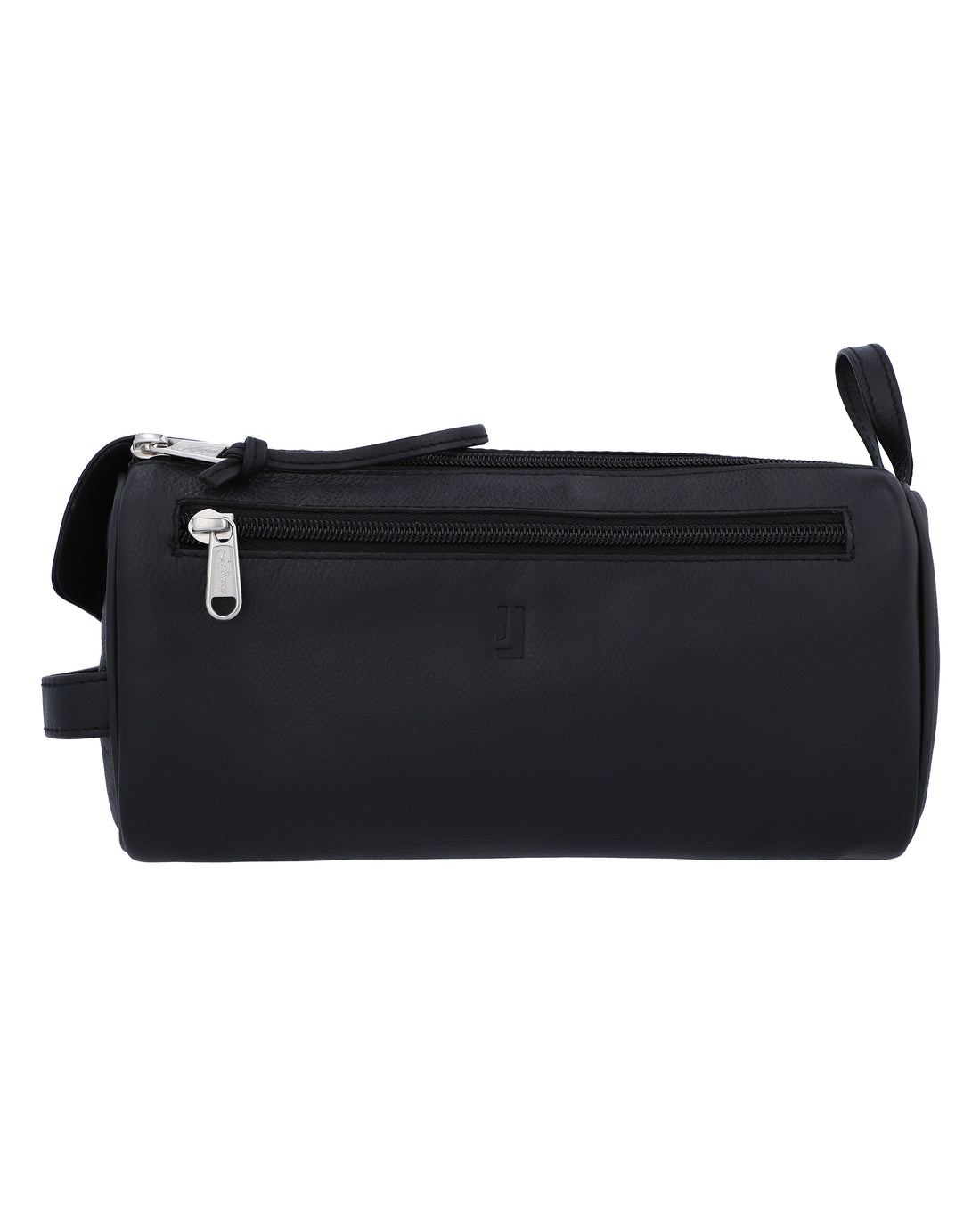 Spacious leather toiletry case.