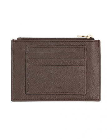 Compact passport cover with zipper pocket, card slots, and flap for boarding pass.