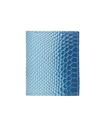 Blue-Light Blue Leather Chroma Vivid wallet with card slots.