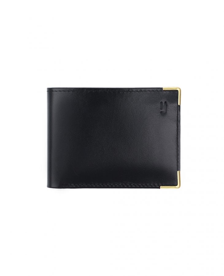 Buffalo leather wallet with gold corners