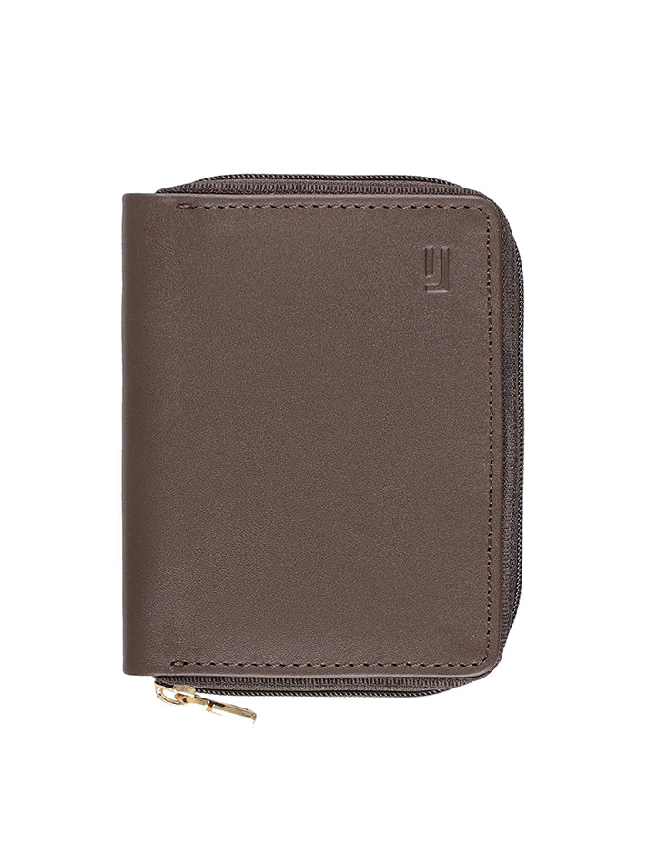 Sleek leather wallet with zip closure