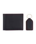 Black and Red Leather wallet and keychain gift set