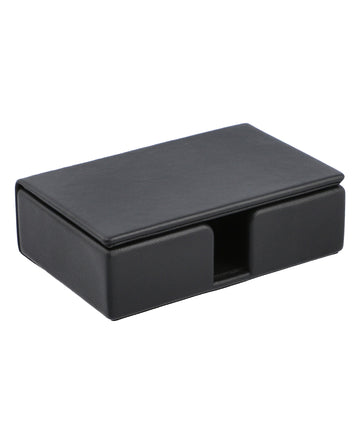 Leather business card holder, sleek and professional.
