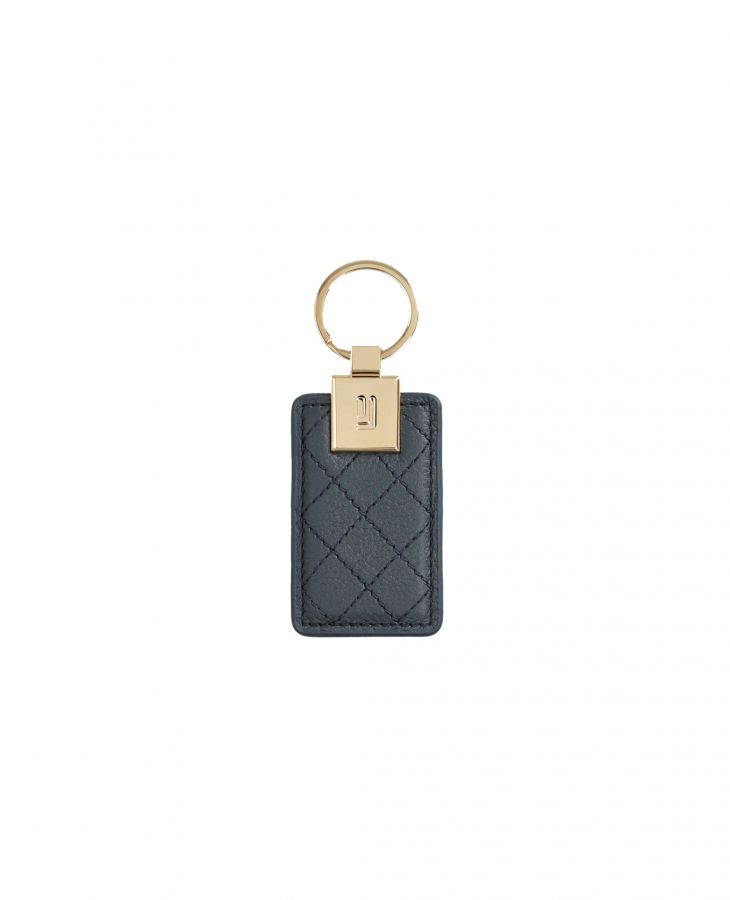 Quilted leather key fob with clip