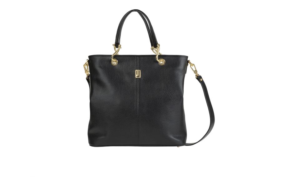 Rich grain leather shoulder handbag.