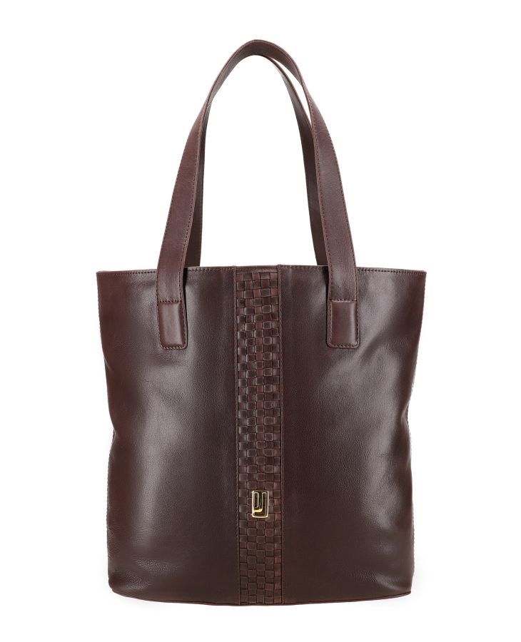 Gold-fitted leather tote