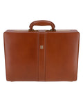 Leather briefcase with ample space.