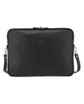 Sleek leather laptop bag with top zipper.