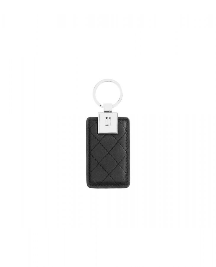 Quilted leather key fob with clip