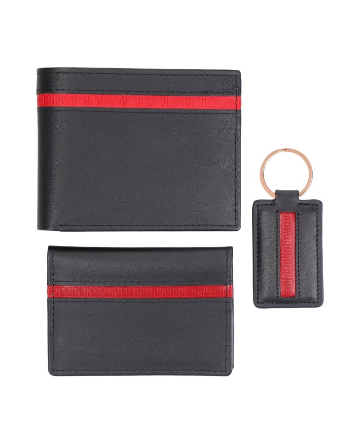 Leather gift sets wrapped in craft paper boxes, perfect for him