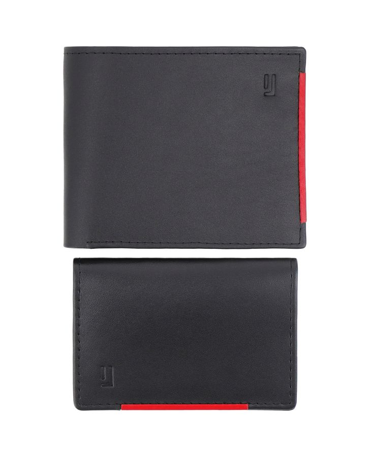 Premium leather wallet and card case set