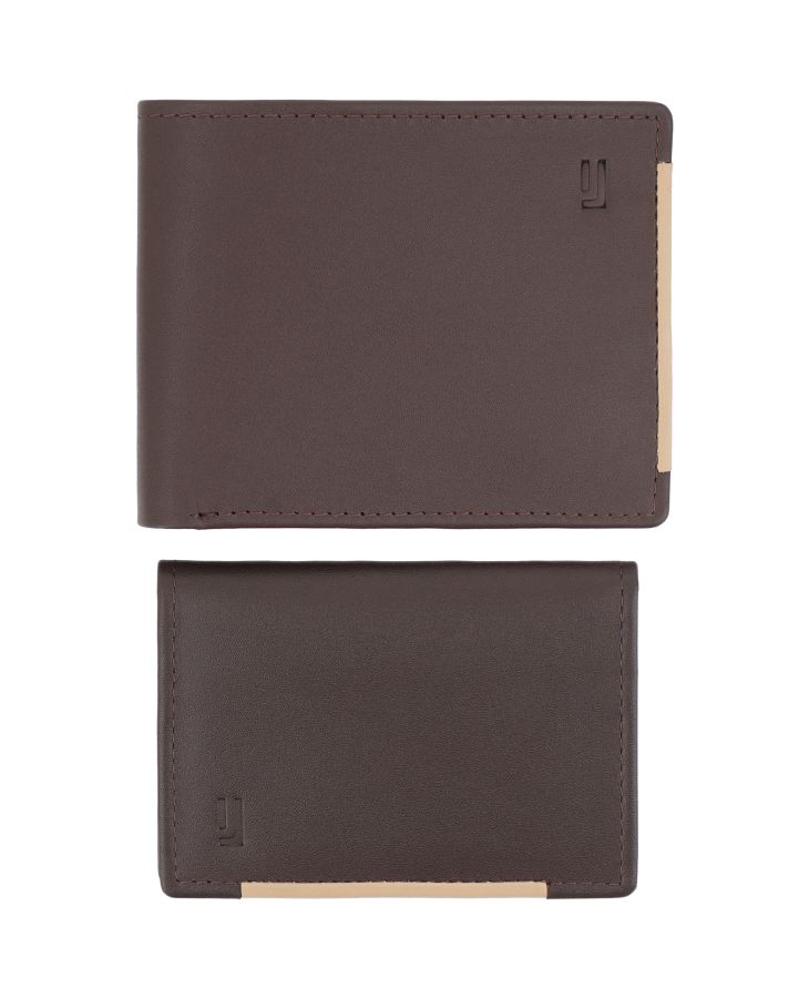 Sophisticated leather wallet and card case combo